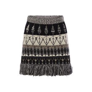 VANISE Fair Isle Knit Fringe Mini Skirt Women BLACK/BUTTER Skirts